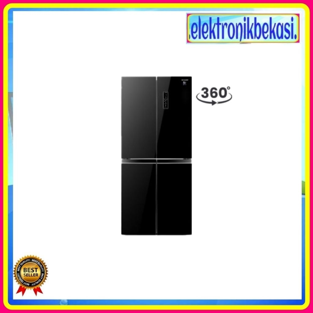 Sharp Kulkas 4 Pintu SJIF51PGBK Queen Series Inverter 472 Liter / 401 Liter / KULKAS SBS SHARP SJ-IF