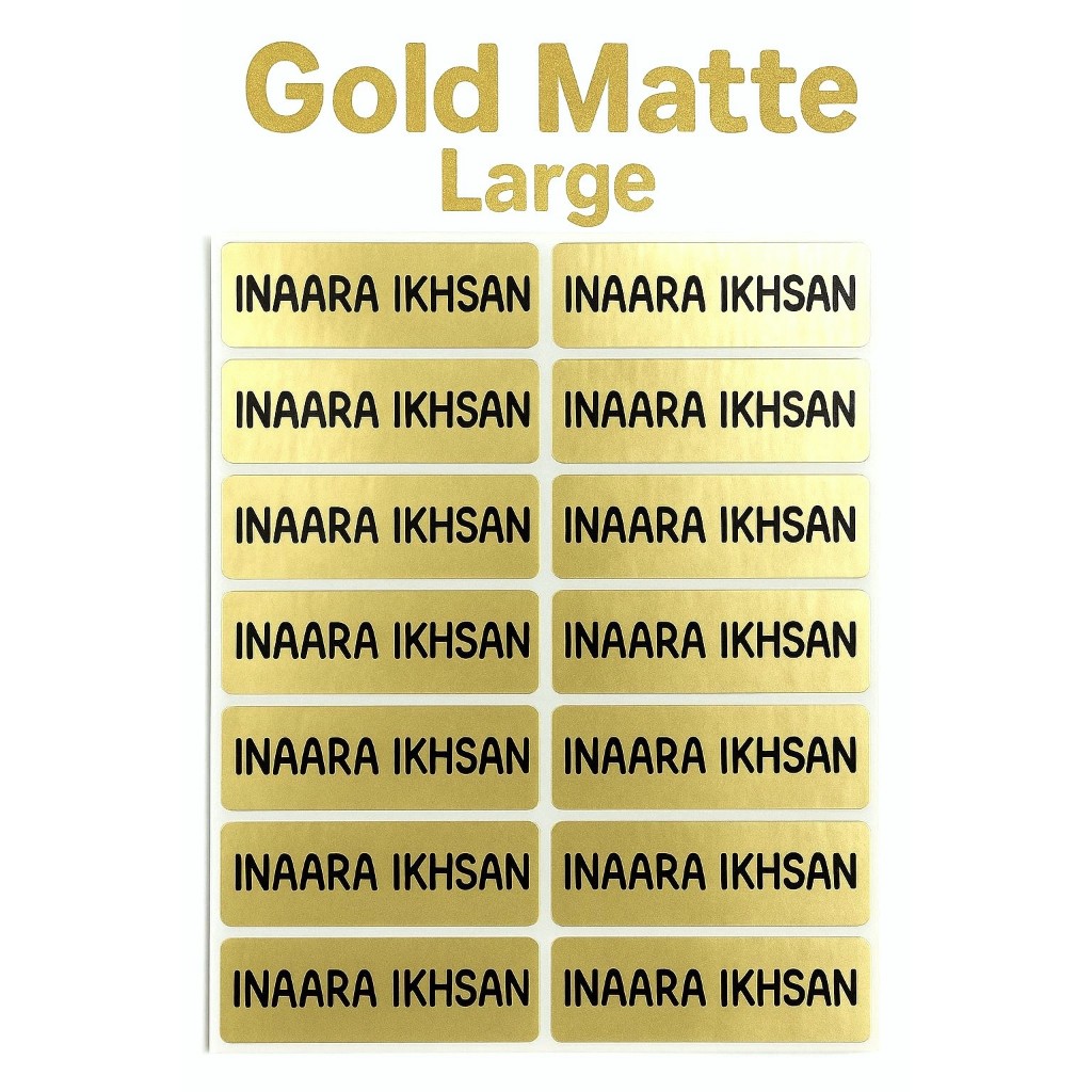 

Label Nama Anti Air Sticker Waterproof Polos Gold Doff