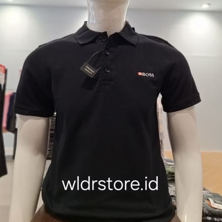 KAOS POLO PRIA BRAND JB BOSS ORIGINAL LENGAN PENDEK JBKL8000 BLACK