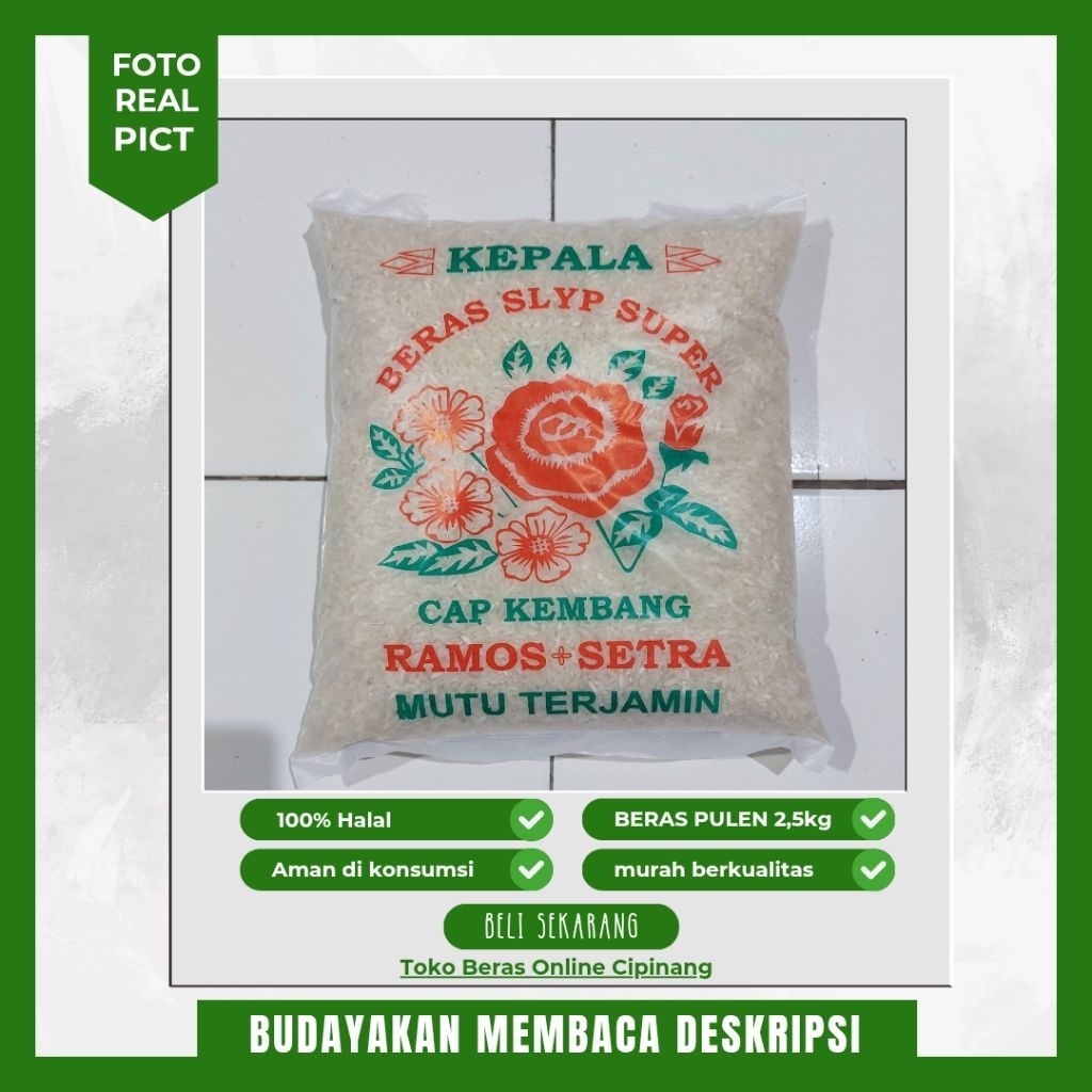 

beras pulen 2,5 kg kemasan kembang ramos setra