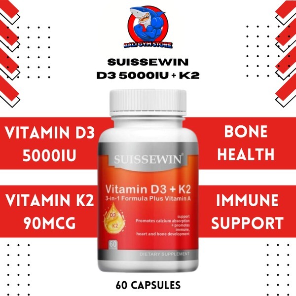 USA Vitamin D3 5000 IU + K2 90 Mcg 60 Capsule D3K2 5000IU