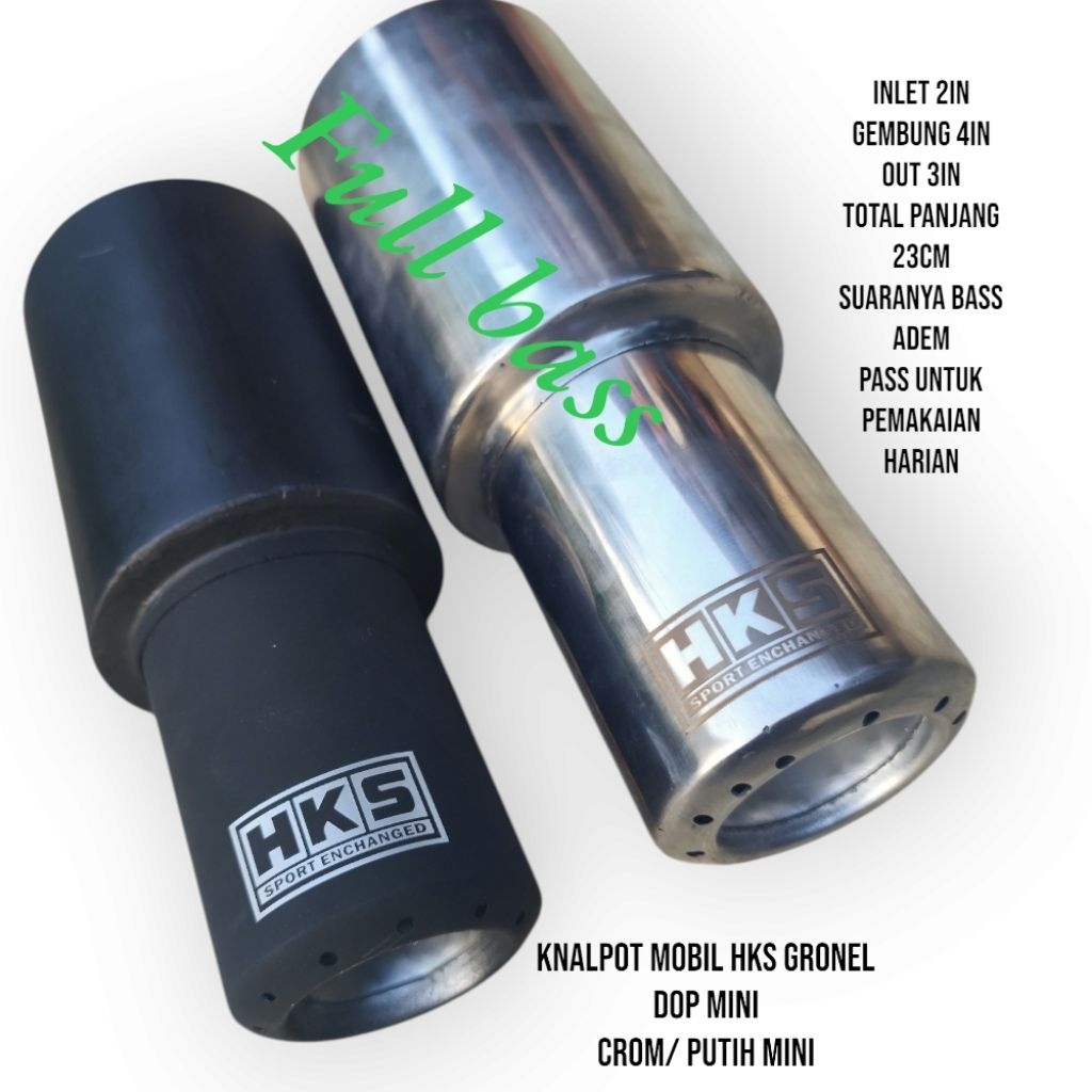 knalpot mobil racing hks GRONEL MINI suara bass adem bulet empuk untuk semua jenis mobil