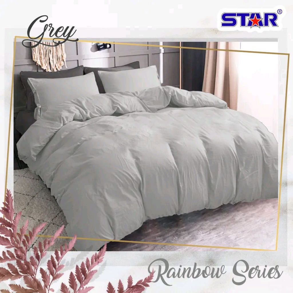 SPREI KATUN POLOS + ANTI GESER KATUN CVC STAR PREMIUM POLOSAN WARNA GREY ABU MUDA  GRAFIT & ASH ABU 