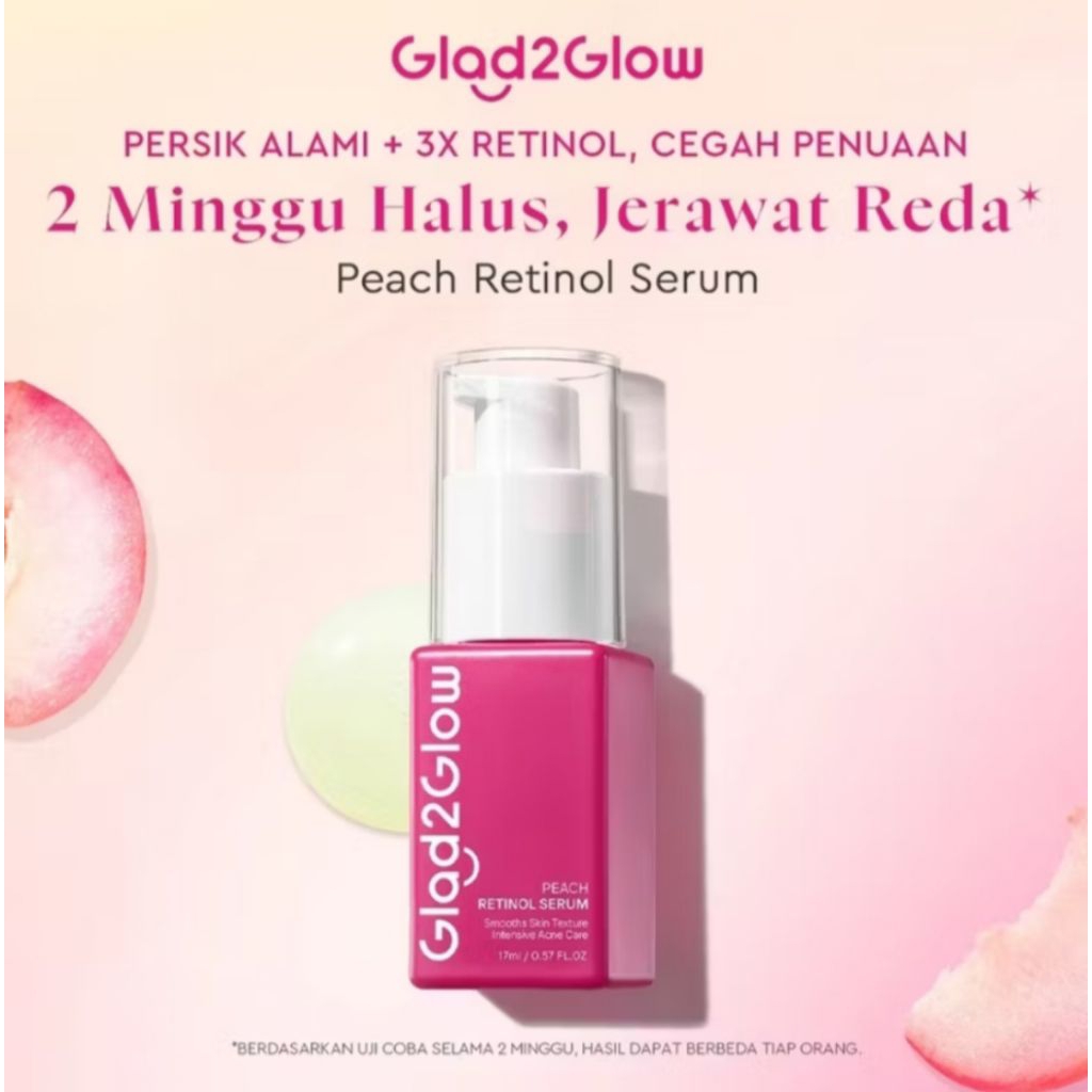 Glad2Glow Peach Retinol Serum acne peeling serum skincare white glycolic acid Wajah serum vitamin c 