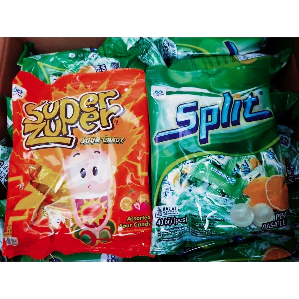 

( Grosir Lebih Murah ) Permen Zuper Super / Split 1pack isi 40pcs