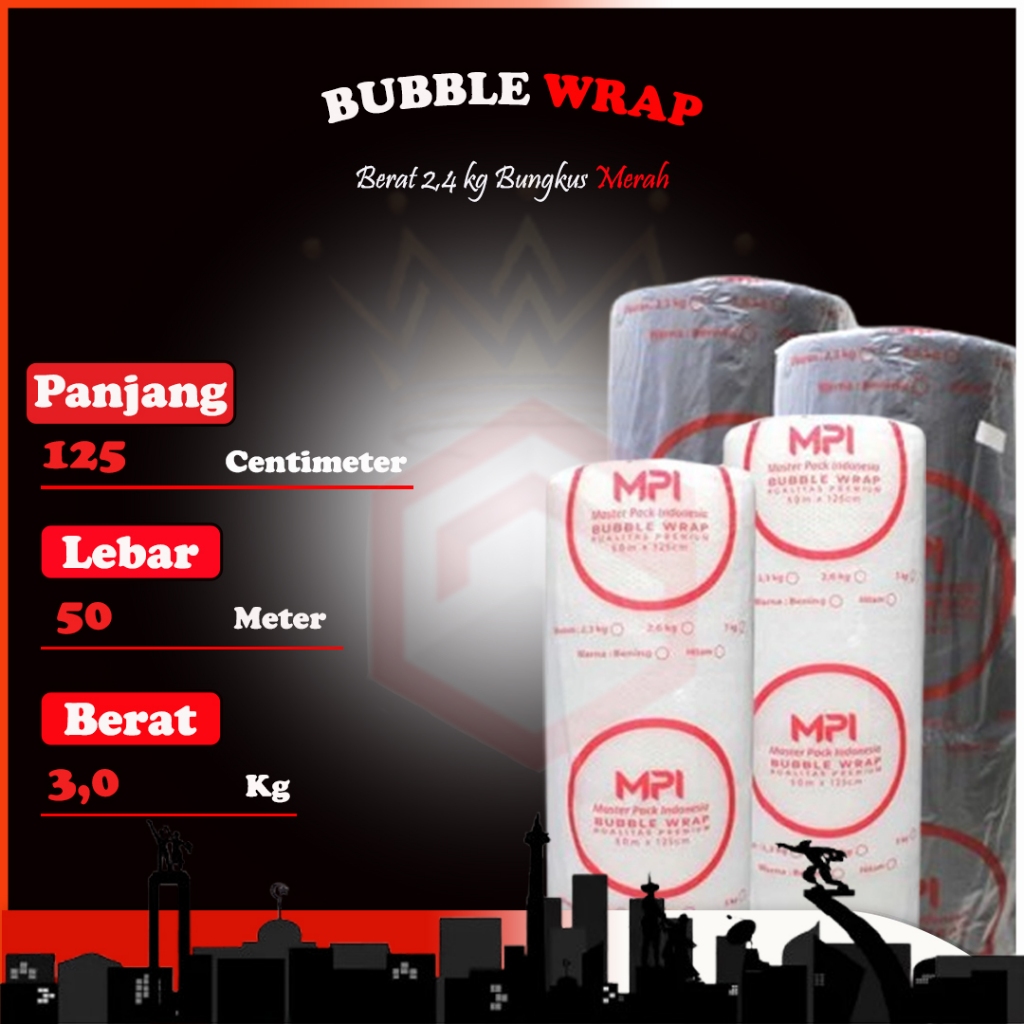 

BUBBLE WRAP MPI 2,3 KG TERMURAH / MURAH 125cm x 50meter