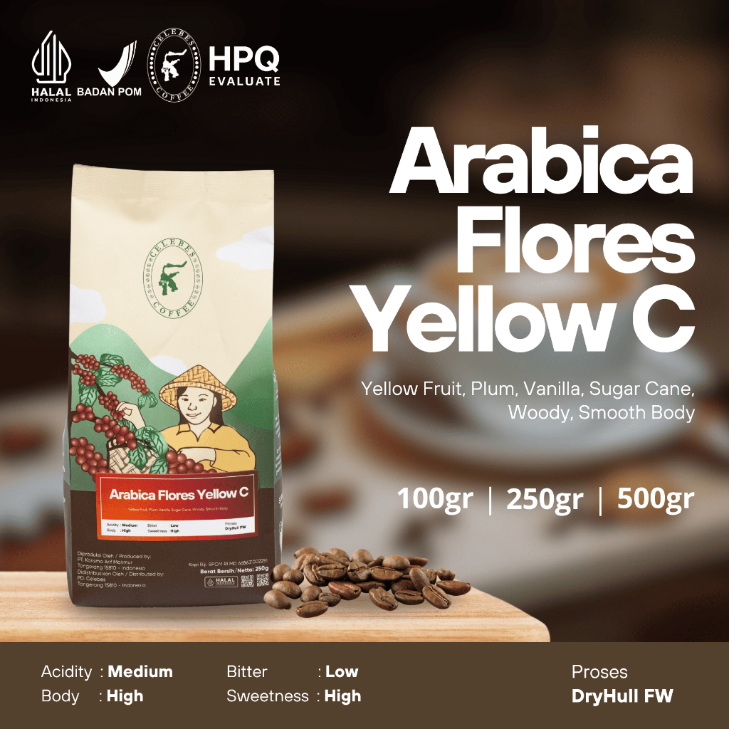 

CELEBES COFFEE - Kopi Arabika / Arabica Flores Yellow Caturra - 100gr / 250gr / 500gr