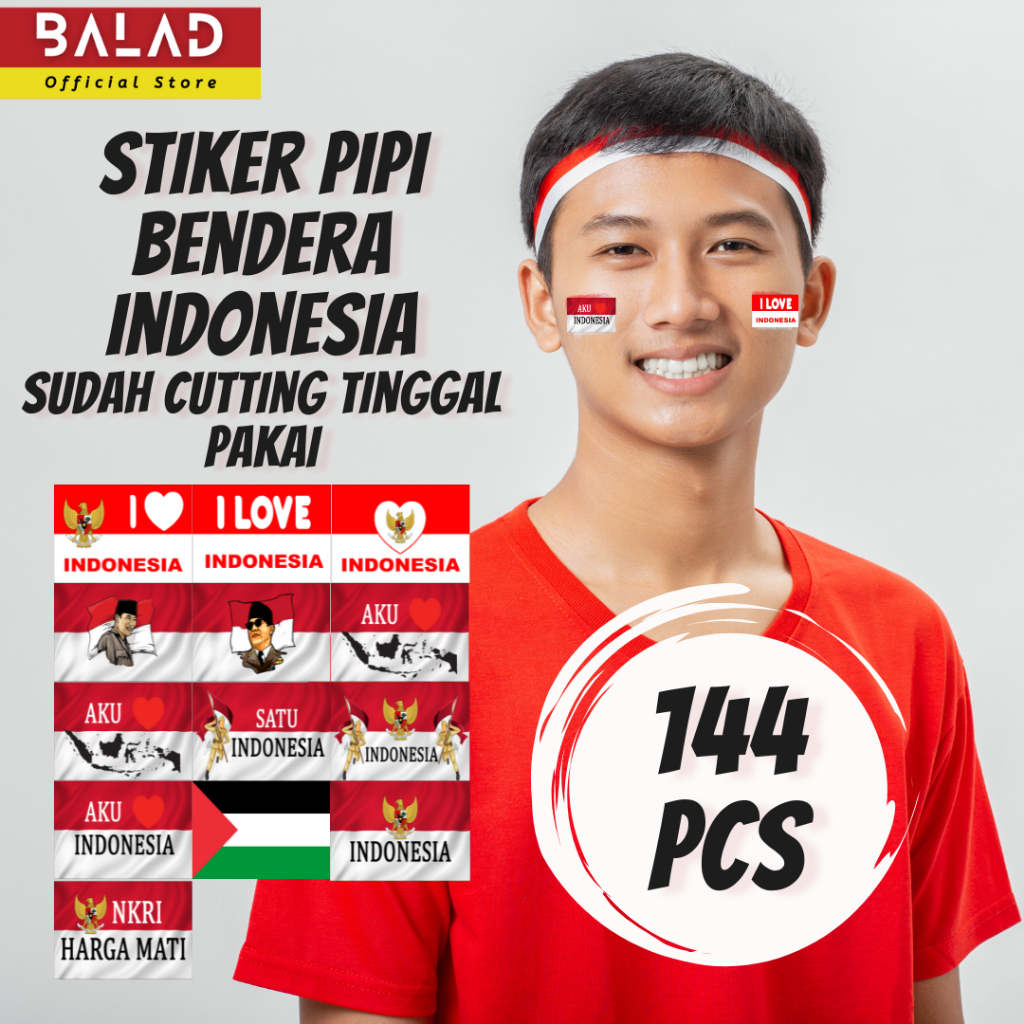 

144 PCS STIKER PIPI BENDERA INDONESIA KEMERDEKAAN HUT RI 17 AGUSTUS Cutting Putus (Die Cut)