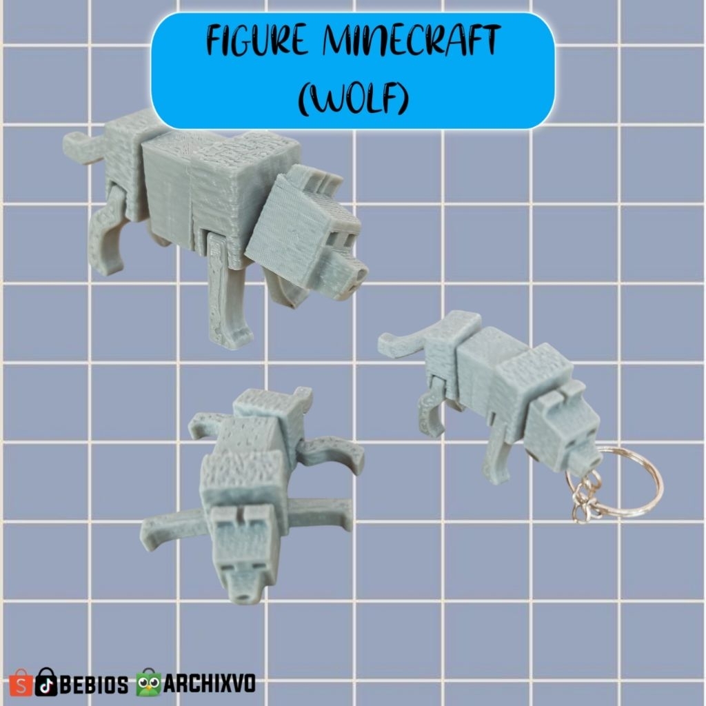 Mini Figur Minecraft Wolf – Mainan Unik Gaya Pixel