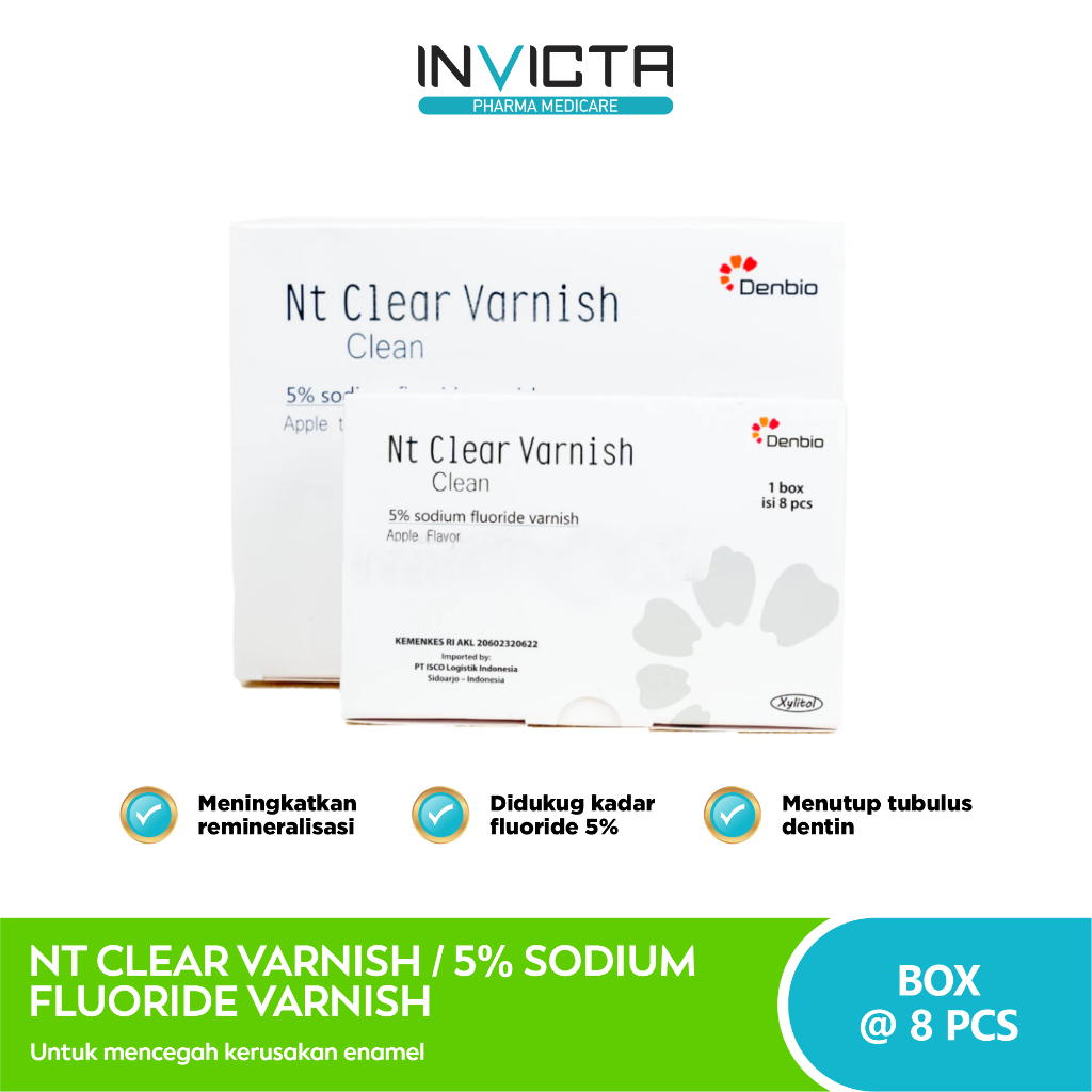 Nt Clear Varnish (5% Sodium Fluoride Varnish) - Box Isi 8 Pcs