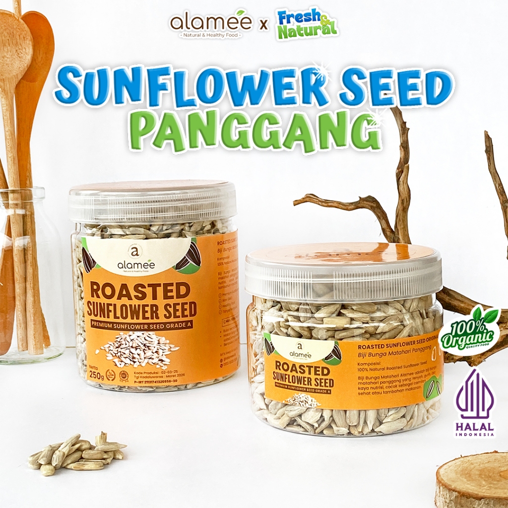 

ALAMEE Roasted Sunflower Seed Biji Bunga Matahari Kupas Oven Biji Kuaci Panggang PREMIUM 250gr 125gr fresh and natural