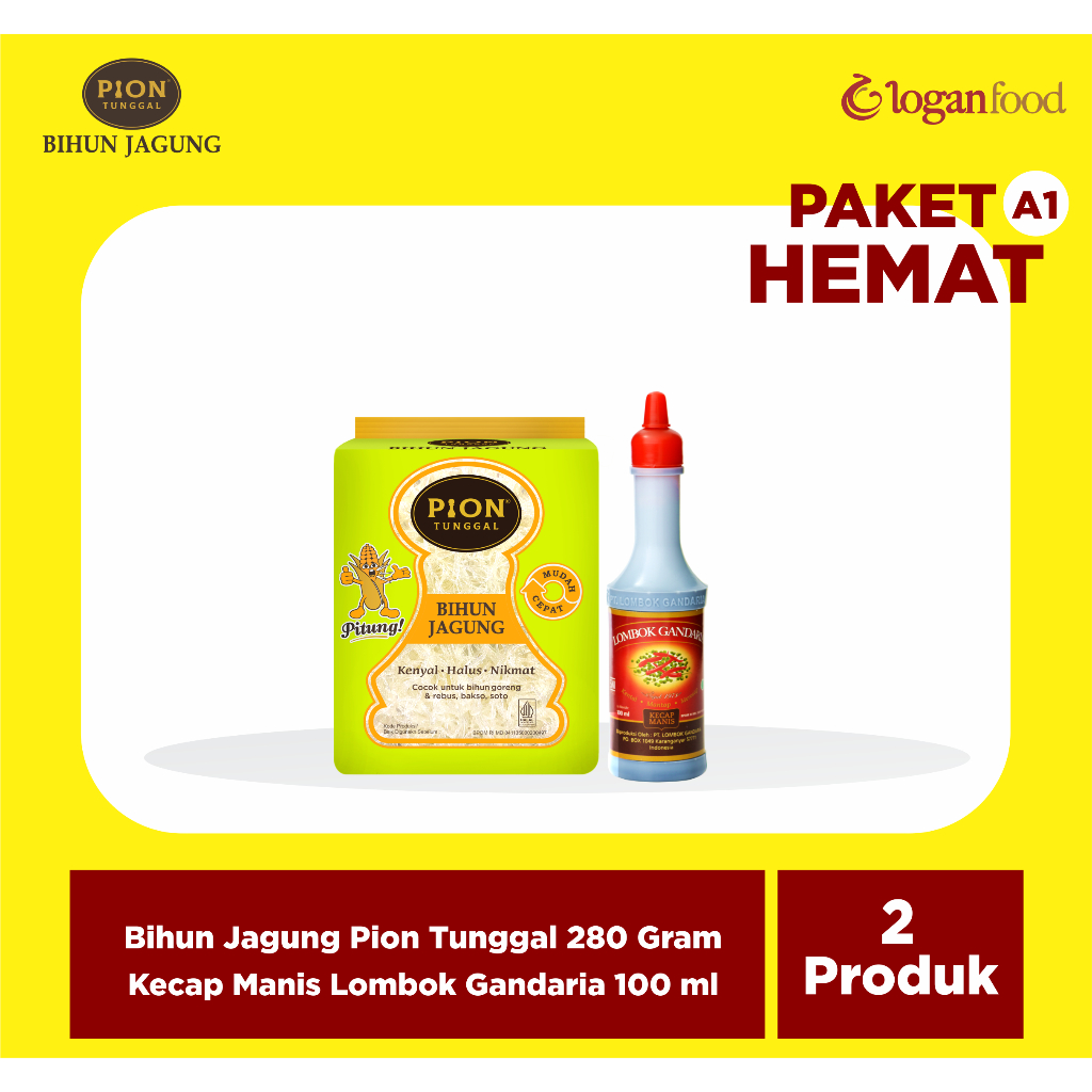 

PAKET HEMAT (A1) - BIHUN JAGUNG PION 280G -KECAP MANIS LOMBOK GANDARIA 100ML