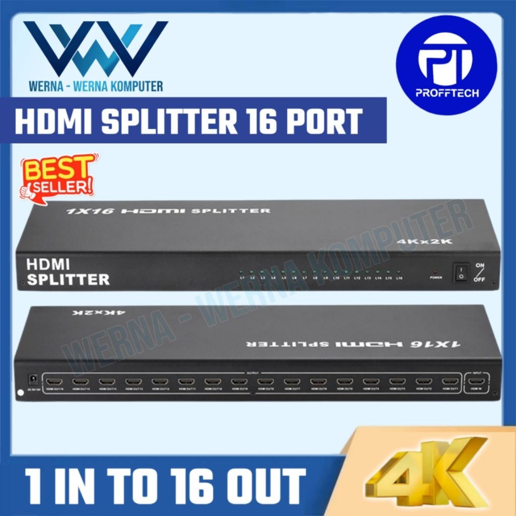 Profftech HDMI Splitter 16 Port 4Kx2K V1.4 1 input to 16 output TV