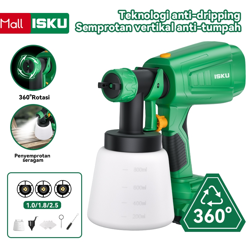 ISKU Electric Spray Spray Gun Cat 21V 800ml Pistol semprot cat baterai lithium Alat Semprot Baterai 