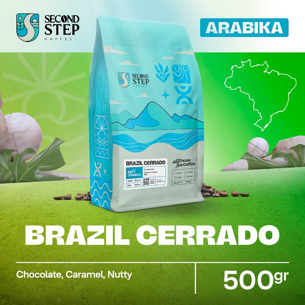 

Kopi Arabika Brazil Cerrado Arabica Coffee Beans 500g Coffe Biji Bubuk