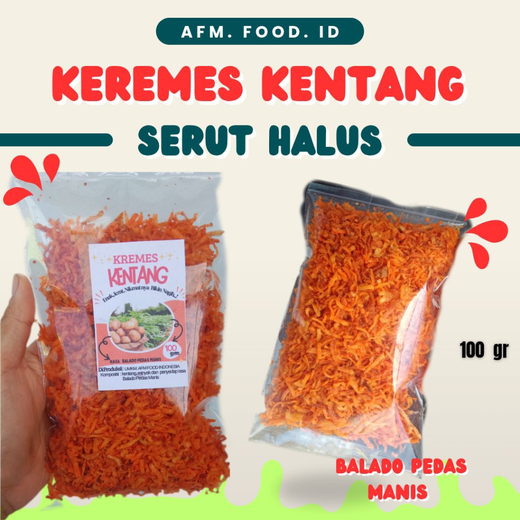 

KEREMES KENTANG BALADO PEDAS MANIS 100 grm / kremes Crispy / Kremes asli kentang / Kremesan Terlaris / kremes kentang / kremes premium