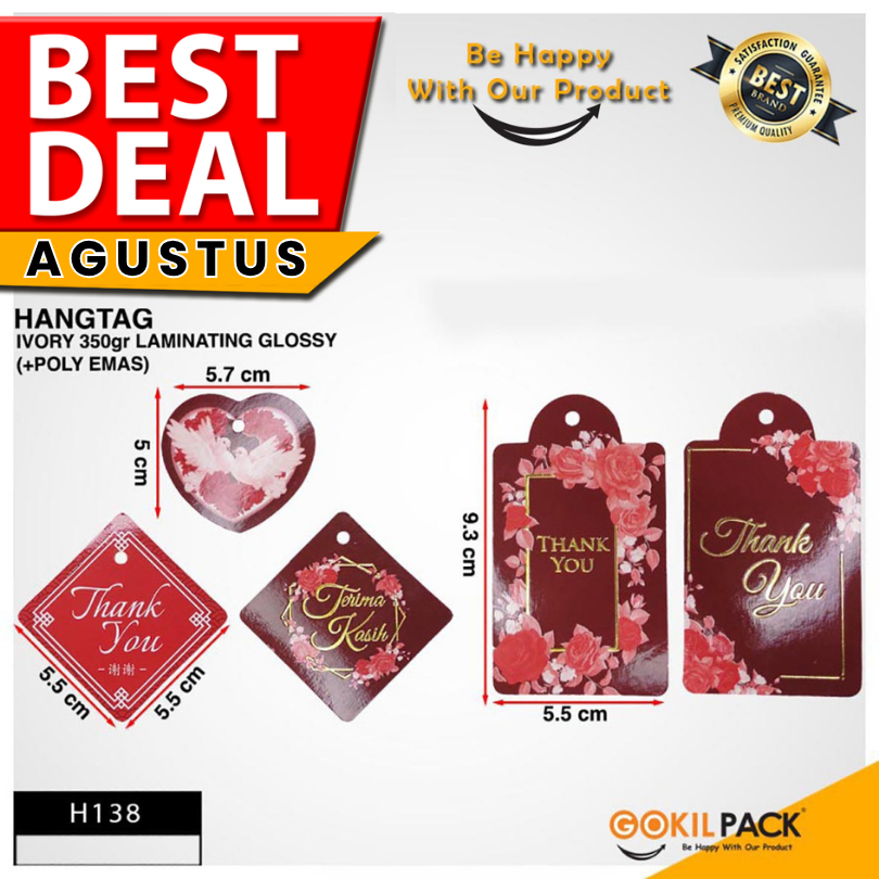 

Hangtag|Thank You|Kartu Ucapan|Mmurah|Ivory|Hiasan|Label|Aksesoris|H138