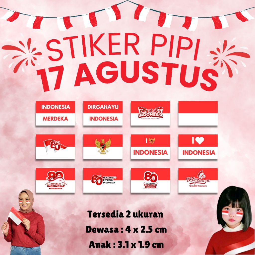 

25 PCS Stiker Pipi Bendera / Stiker Tempel Pipi / Stiker Bendera Merah Putih / Stiker Pipi Anak Dewasa
