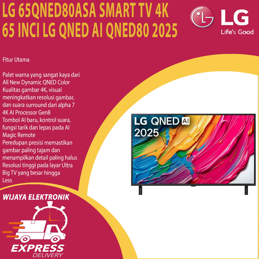 LG 65QNED80ASA Smart TV 4K 65inci LG QNED AI QNED80 2025 65QNED80ASA