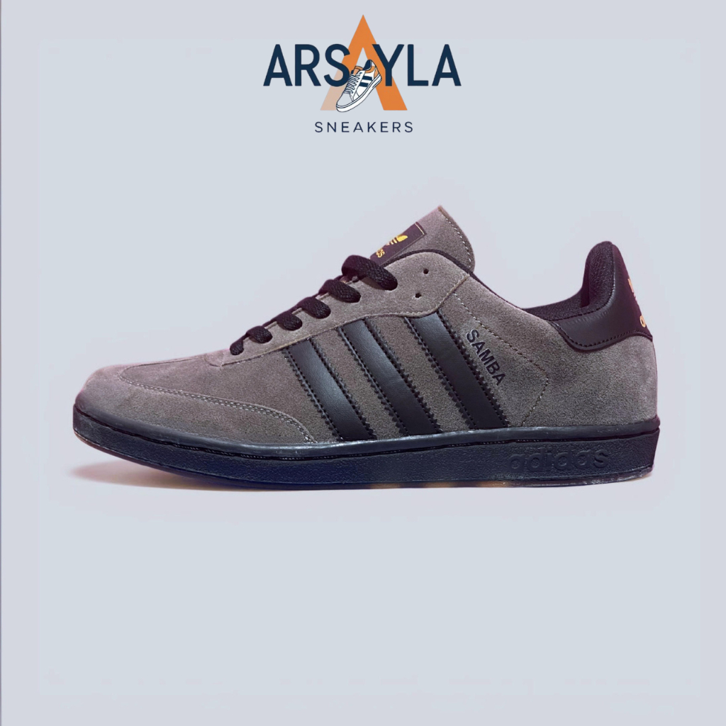 Sepatu Adidas Samba Casual Classic Anak Sekolah Dewasa Abu Hitam Abu Putih