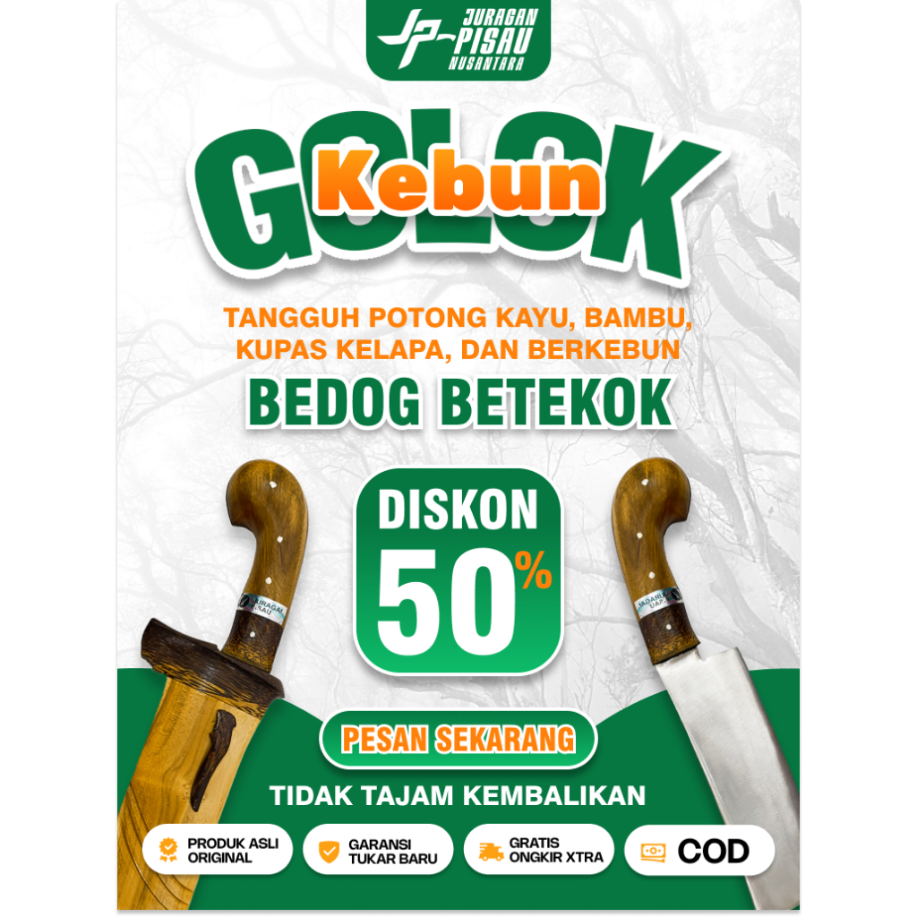 Golok Bedog Betekok Kayu Jati | Golok Kebun Kelapa Cacah Tulang & Daging | Juragan Pisau Nusantara