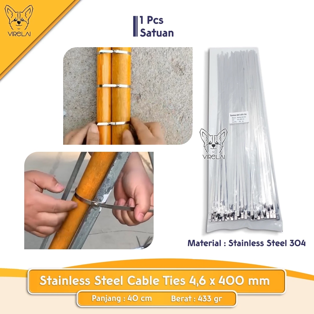 

[SATUAN] Kabel Ties / Cable Tie Stainless SS304 Anti Karat 4.6 mm Exhaust / Knalpot Motor-Mobil