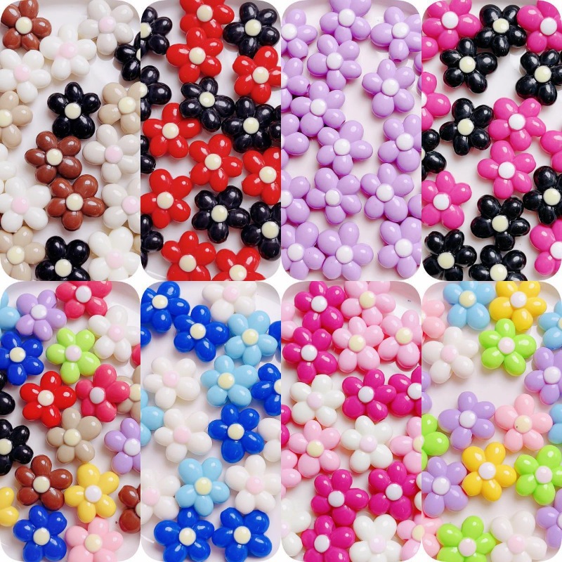 Lima Kelopak Bunga Aster Kecil Akrilik Bercahaya Sudut Bulat Lubang Lurus Aksesoris Diy