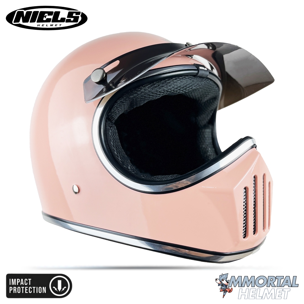 Helm Retro Cakil Full Face NIELS List Chrome Free Pet Premium SNI Motorcycle