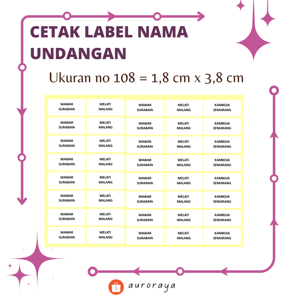 

Cetak Label Nama Undangan Ukuran No 108, 109, 123