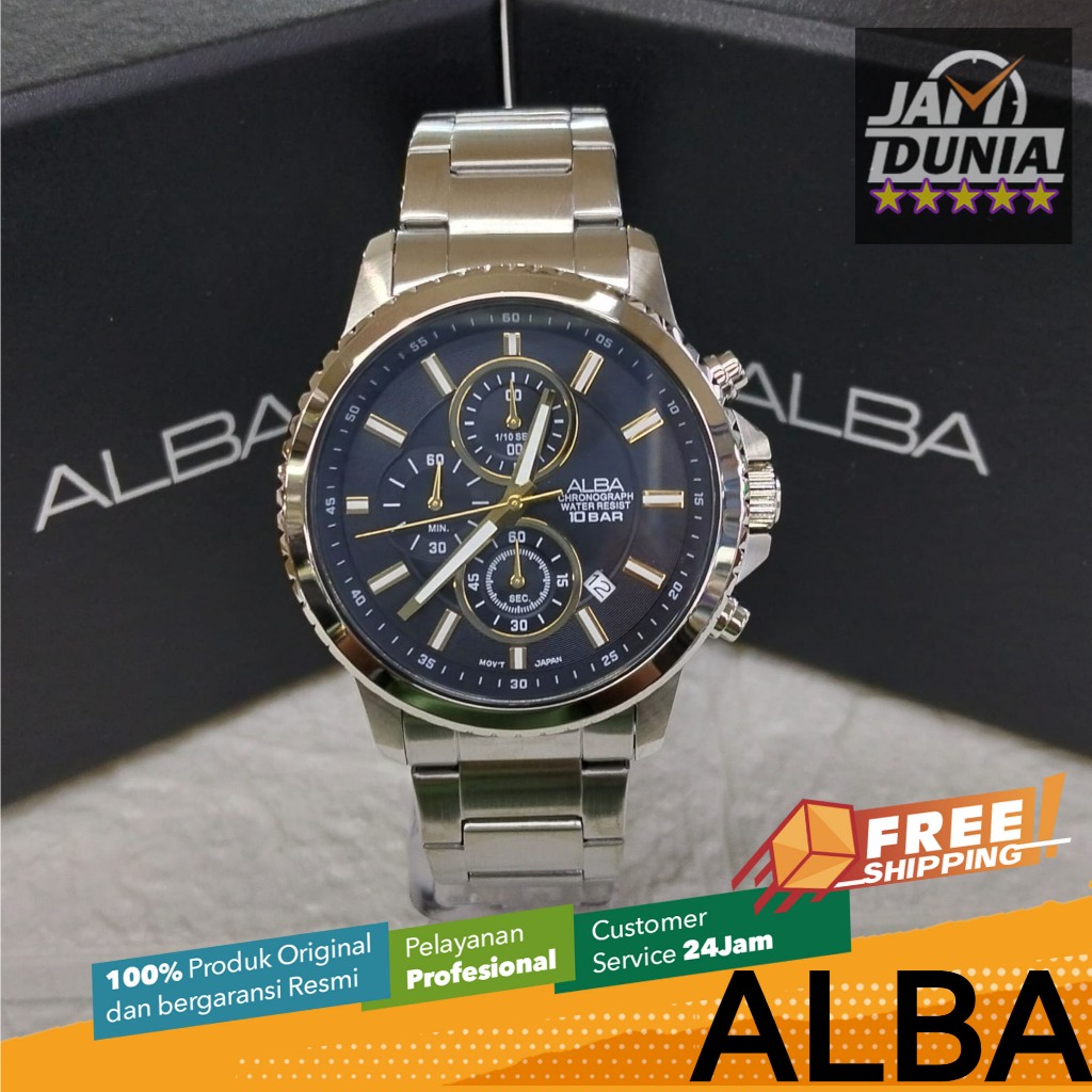 JAM TANGAN PRIA ALBA CHRONOGRAPH ORIGINAL ALBA CHRONO JAM ALBA STAINLESS STEEL ALBA AM3823 AM38 ALBA