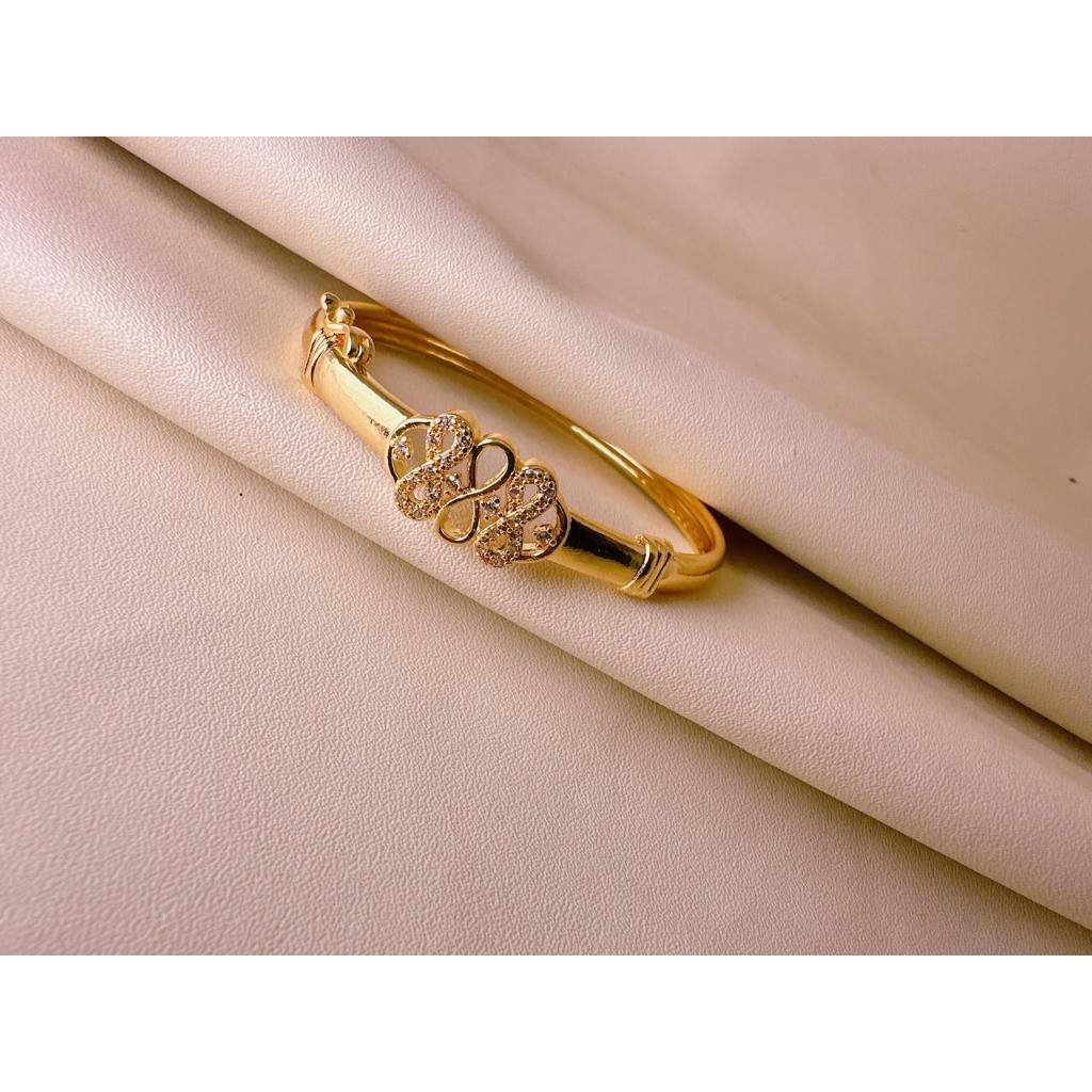 Gelang Emas dengan Hiasan Mutiara Gelang Bangle Wanita Titanium Anti Karat Gelang Permpuan