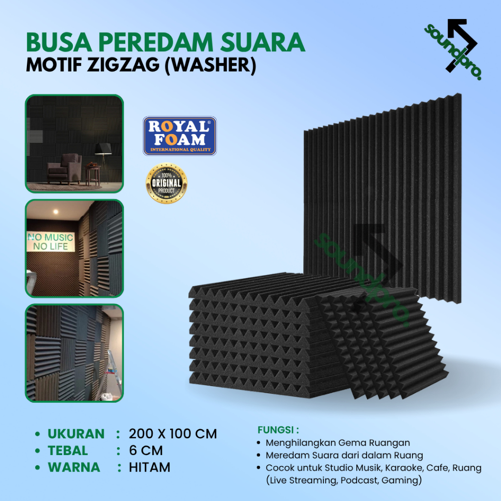 BUSA PEREDAM SUARA MODEL ZIGZAG 200x100x6 cm / BUSA PEREDAM SUARA RUANGAN KAMAR