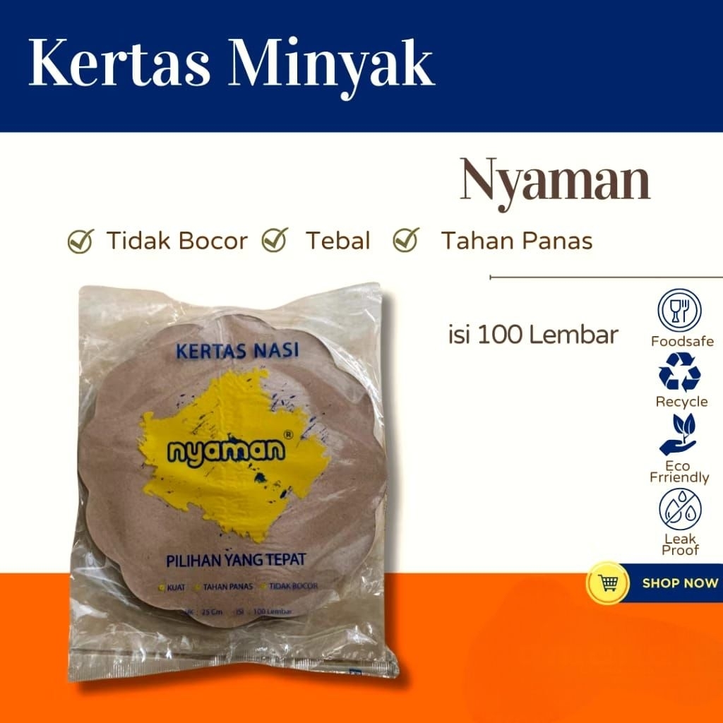 KERTAS NASI BUNGA BESAR UKURAN 25CM ISI 100 LEMBAR / KERTAS NASI BULAT / ALAS PIRING / KERTAS NASI B