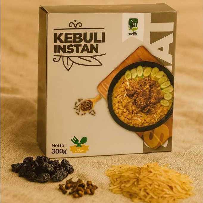 

Paket Komplit Nasi Kebuli Instan Sama'i 300gr plus bumbu - Kemasan praktis siap saji untuk 1 porsi