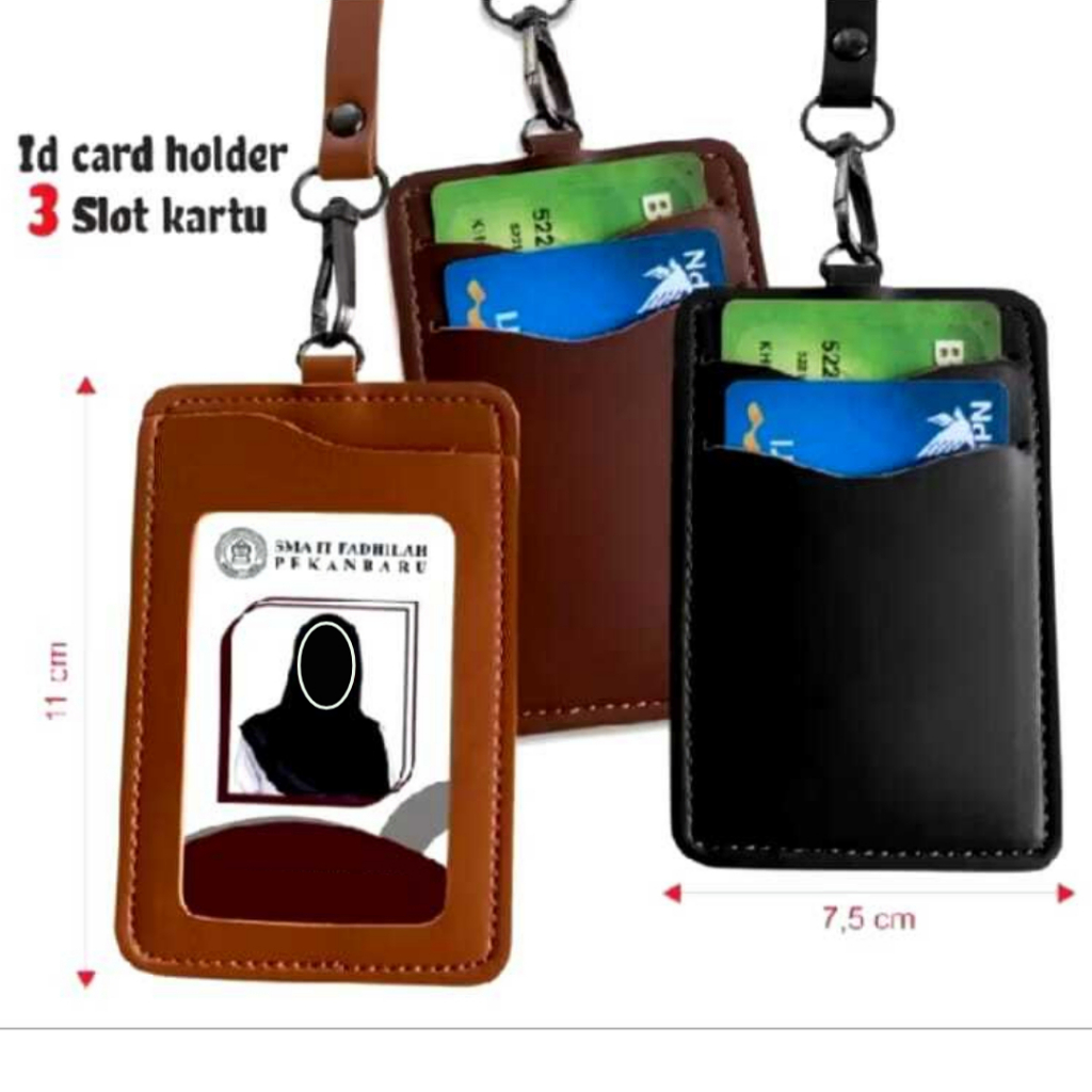 

ID card holder Name tag Holder 3 slot kartu. ID card holder kulit sintetis