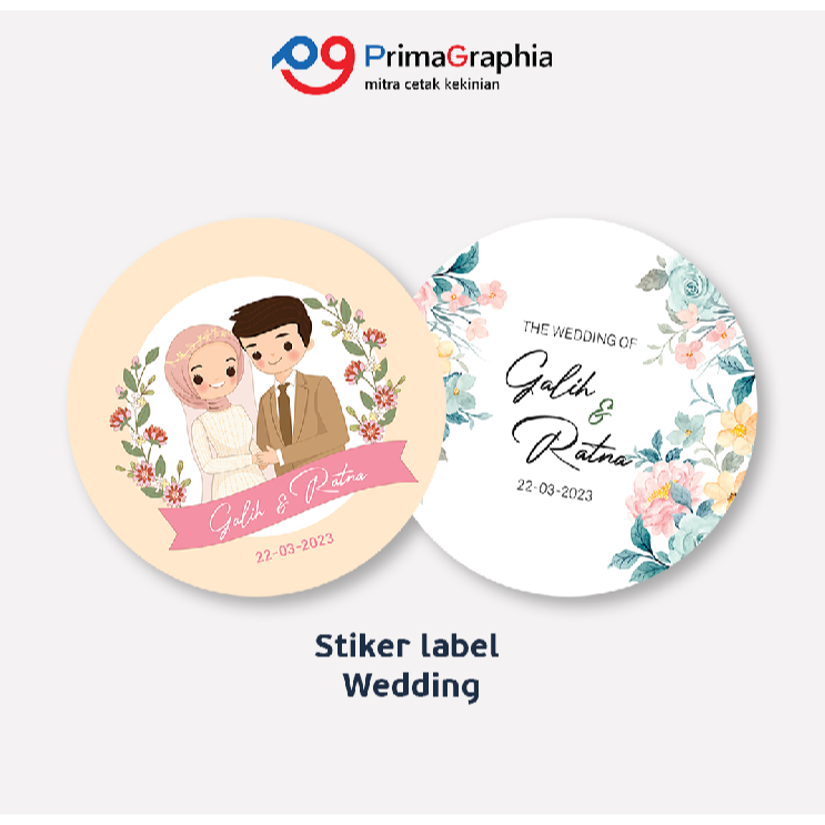 

Cetak Stiker Wedding / Pernikahan Bulat Custom Desain Template