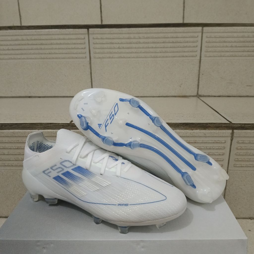 Sepatu Bola Adizero F50 Elite White Blue FG