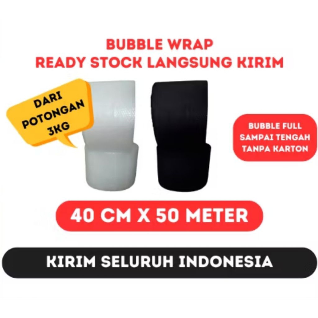 

BUBBLE WRAP MNTP ROLL 40 CM X 50 METER 3KGTEBAL PREMIUM HITAM