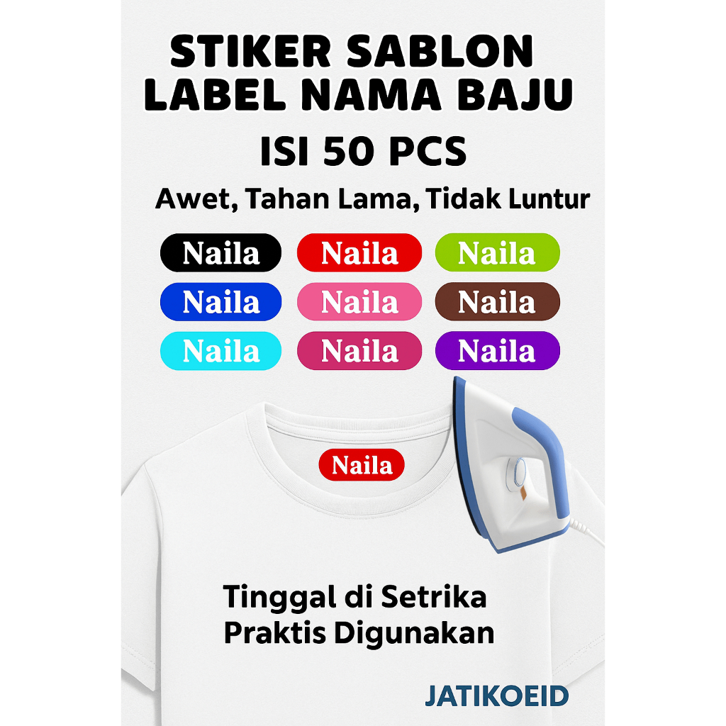 

Stiker Label Nama Baju – Praktis Setrika, Tahan Cuci