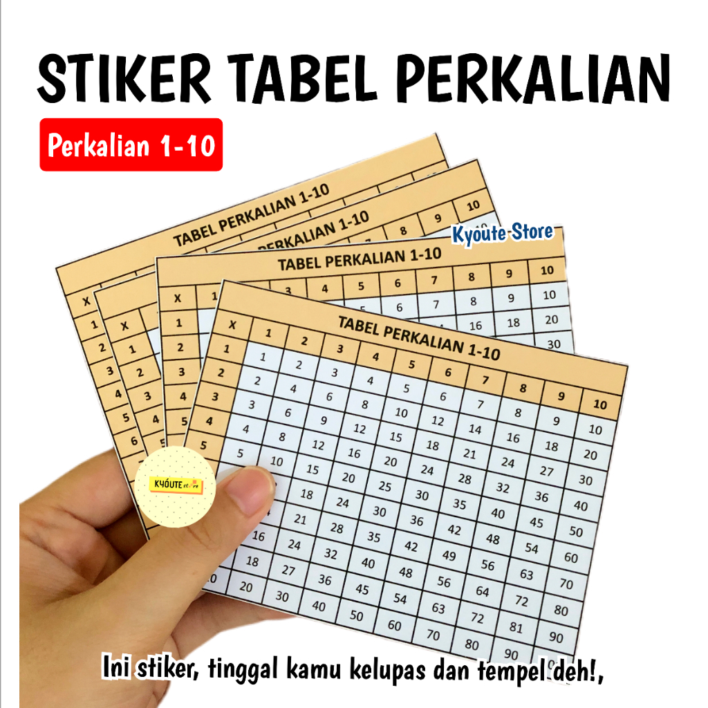 

Stiker Tabel Perkalian 1-10 Ukuran A6 | Sticker Edukasi Anak Belajar Hitung Menghafal Matematika