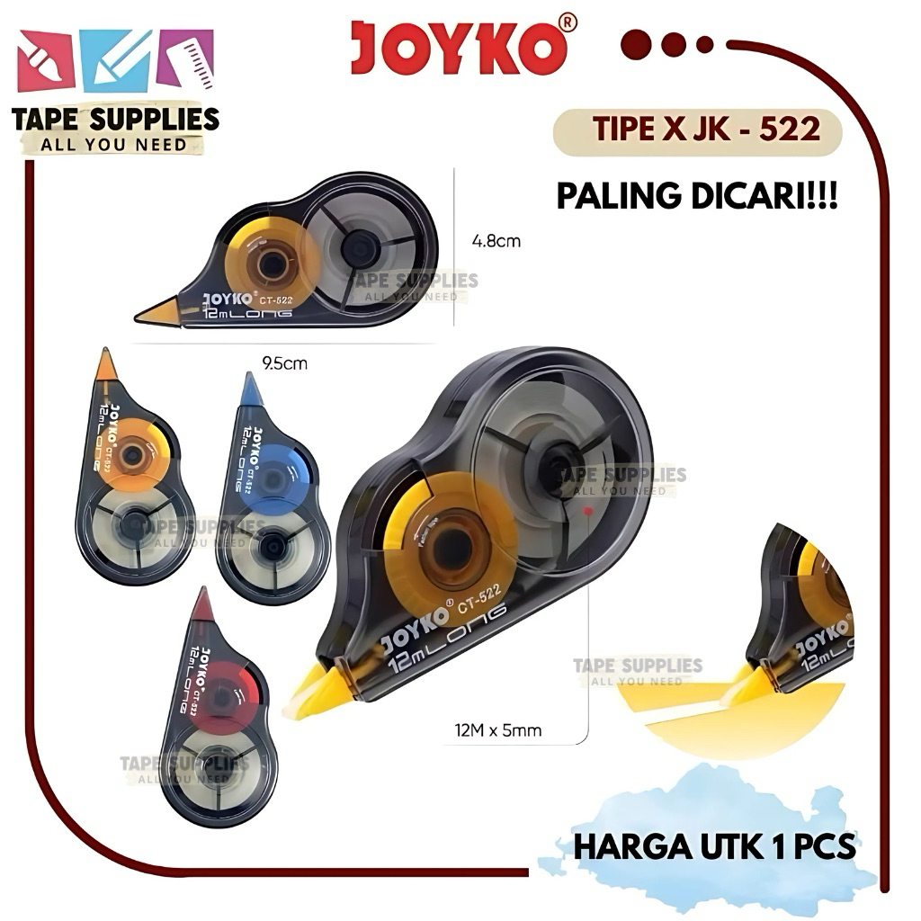 

Correction Tape / Tipex roll / Pita Koreksi Joyko CT-522