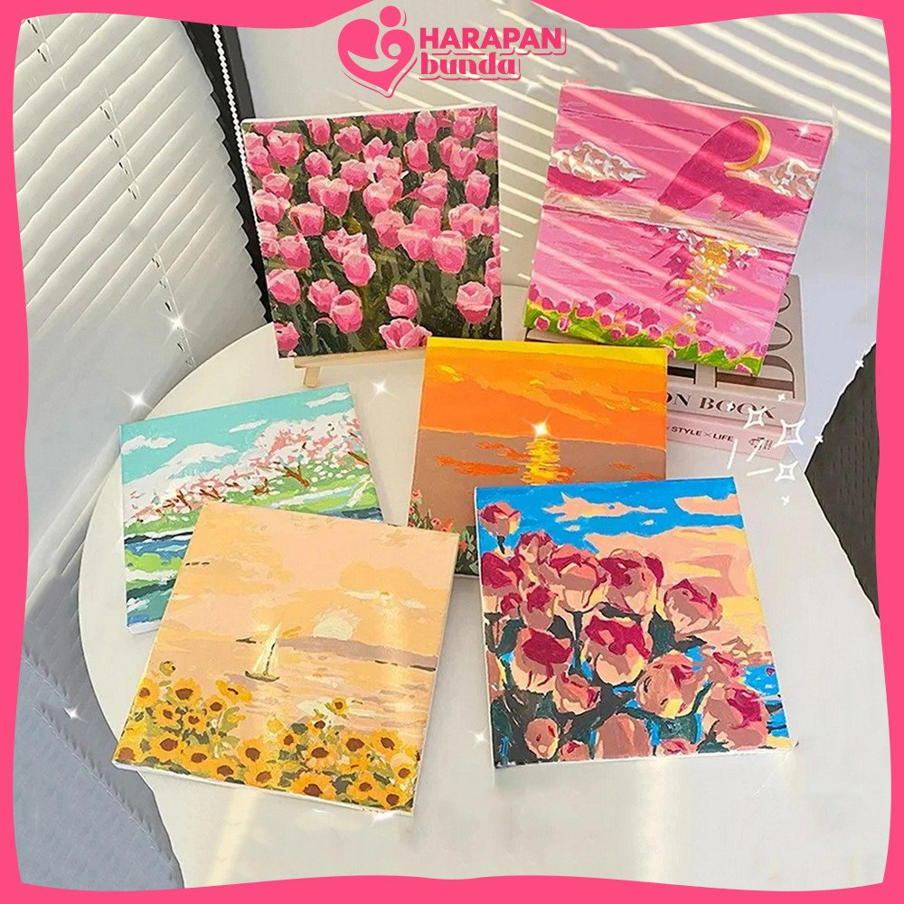 

EC Kanvas Siap Lukis Painting By Number Kit 20x20cm / DIY Canvas Digital Painting Acrylic Aesthetic Lukisan Bunga Pemandangan Harapan Bunda A110