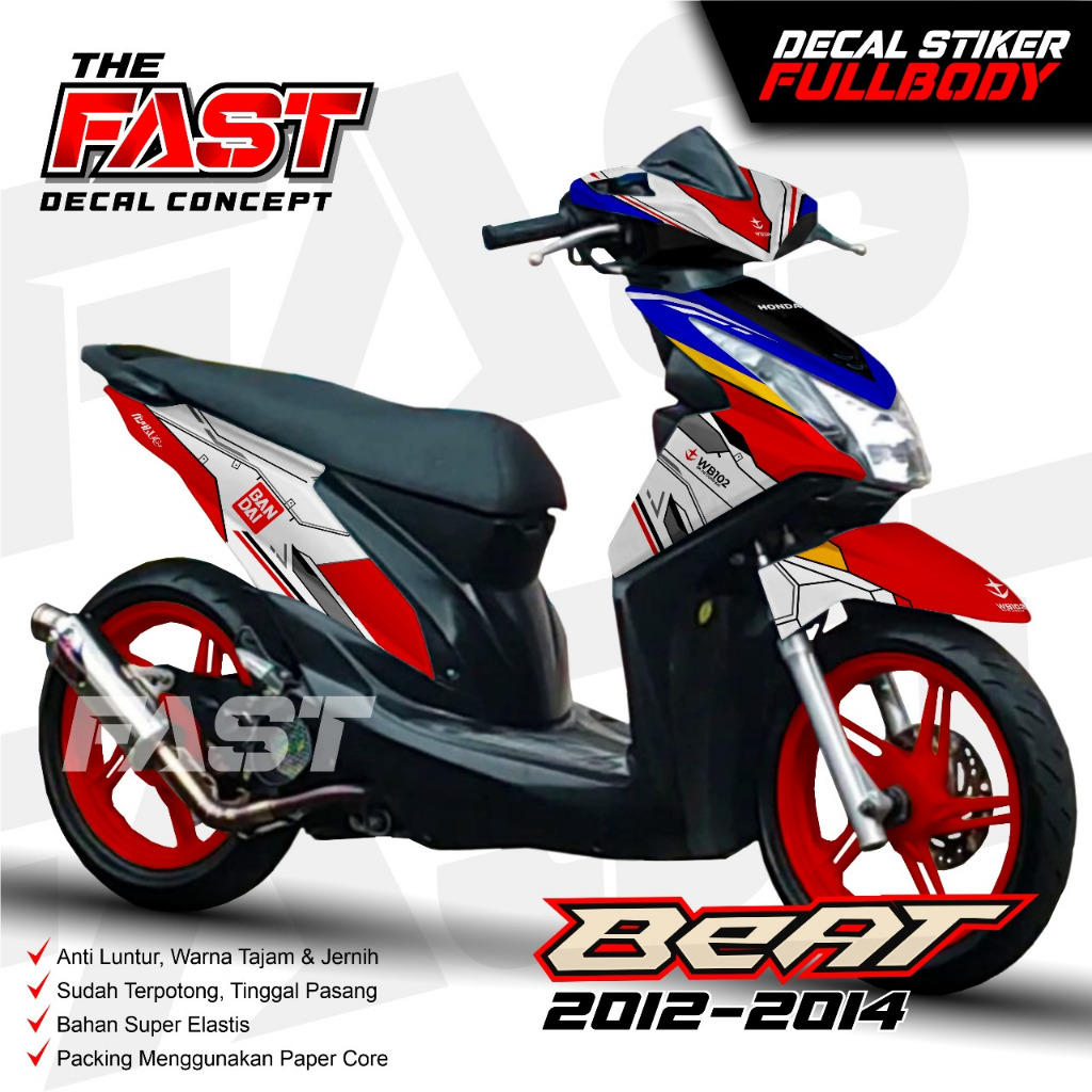 TERBARU Stiker BEAT Fi Motif Gundam Racing Full Body Tertutup Decal Stiker Motor HONDA BEAT FI