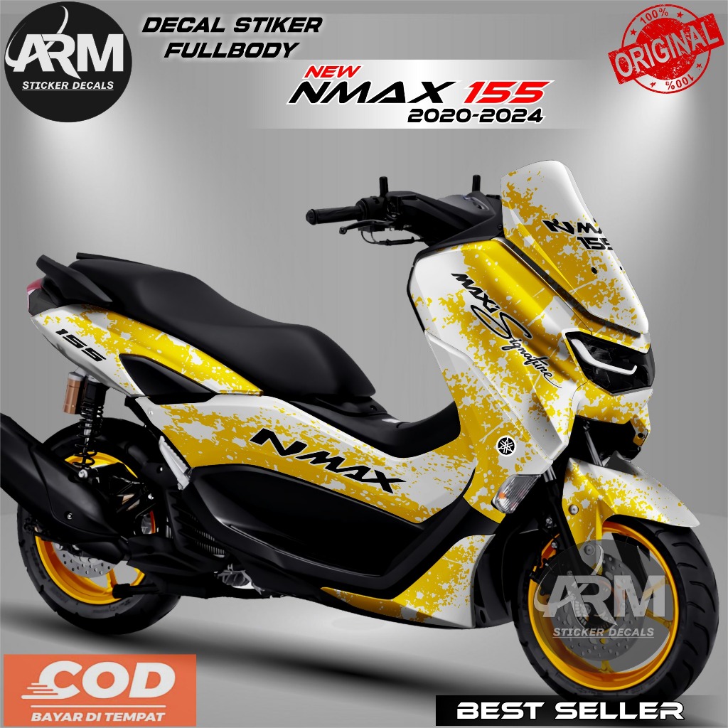 (Bisa Cod) ARM Decal Stiker Fullbody New Nmax 155 2020-2024 Variasi Brush Putih