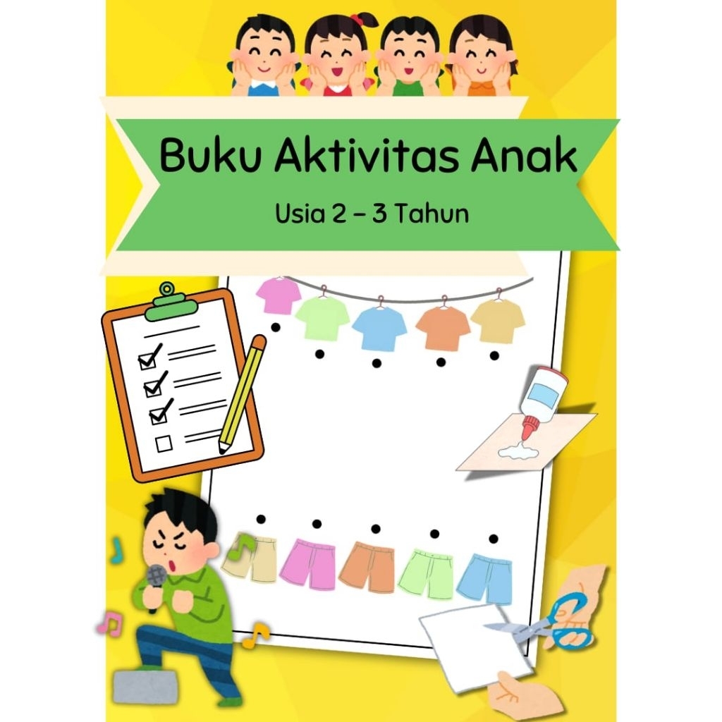 Buku Aktivitas Anak Usia 2-3 tahun, Lembar Kerja Anak Wipe and Clean