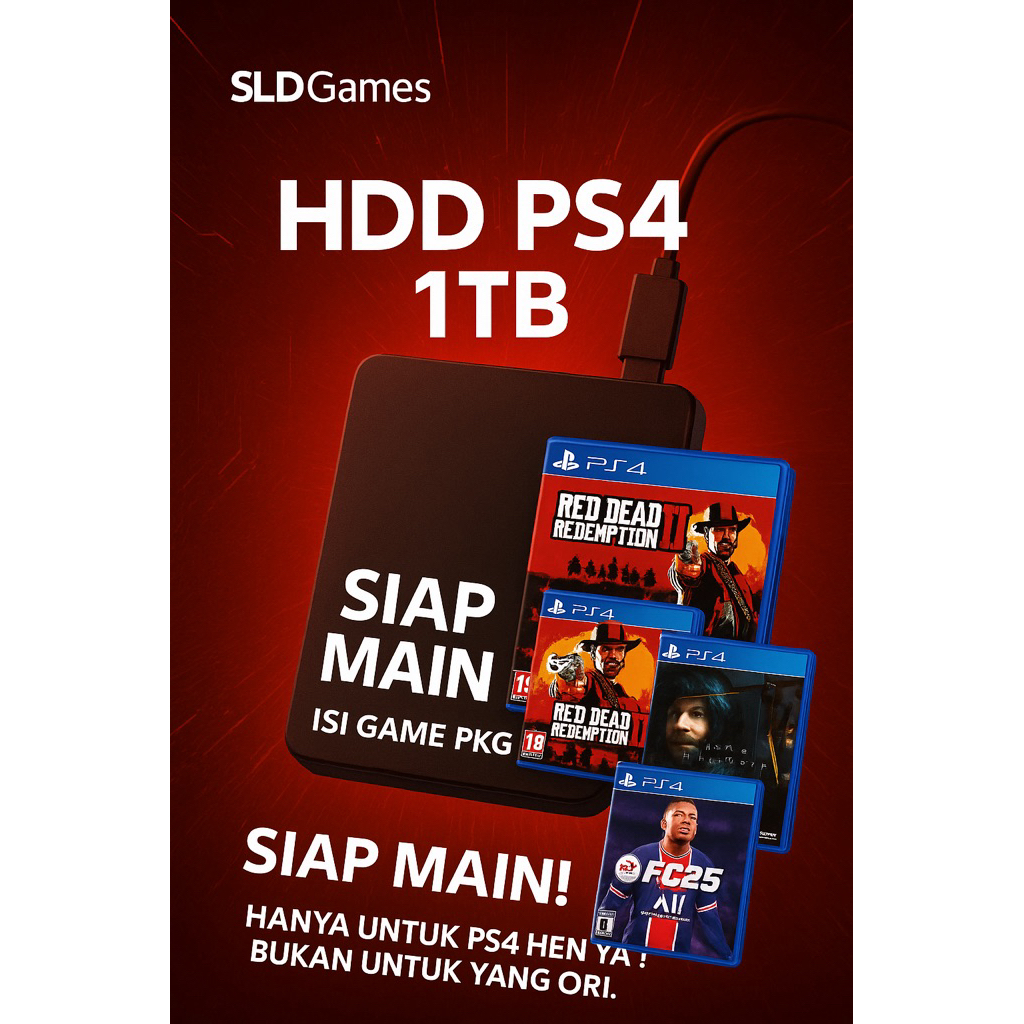 Harddisk Eksternal 1TB PS4 - Isi Game PKG Lengkap & Siap Main