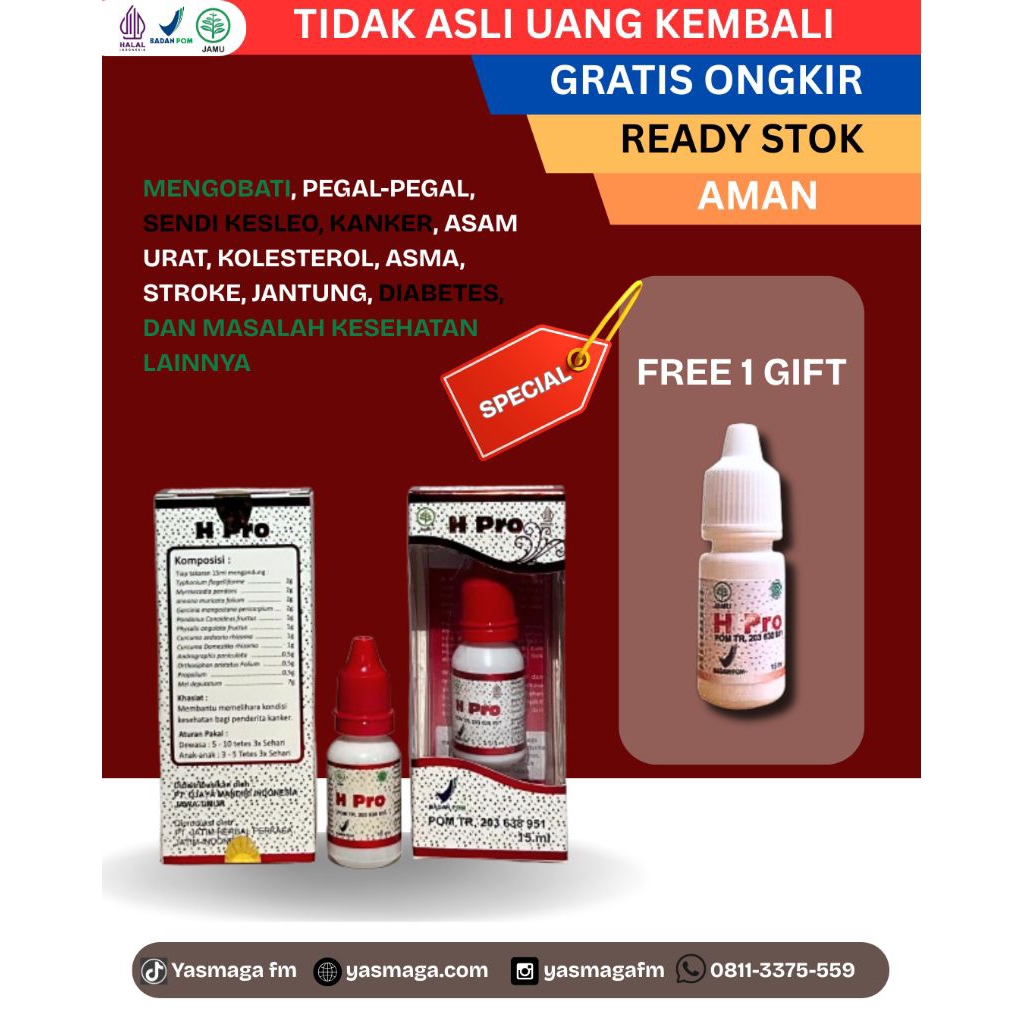 Jamu Tetes HPro H pro asli 100% original obat herbal kanker tumor kolesterol asam urat syaraf diabet