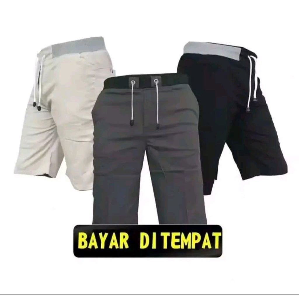 Celana Chinos Pendek Rib Distro Premium Murah Nyaman (Army, Hitam, Krem, Mocca, Abu-abu)