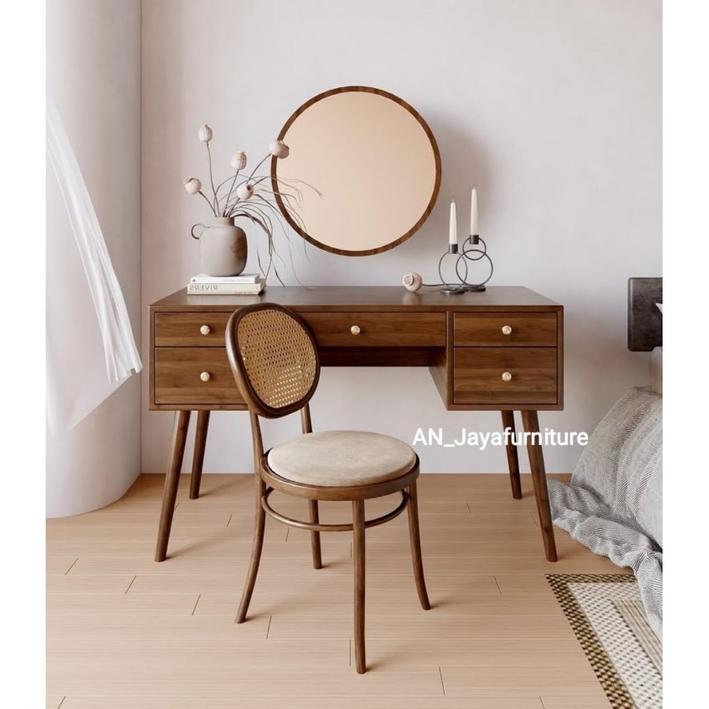 Meja make up set kursi desain minimalis Meja make up kayu jati minimalis