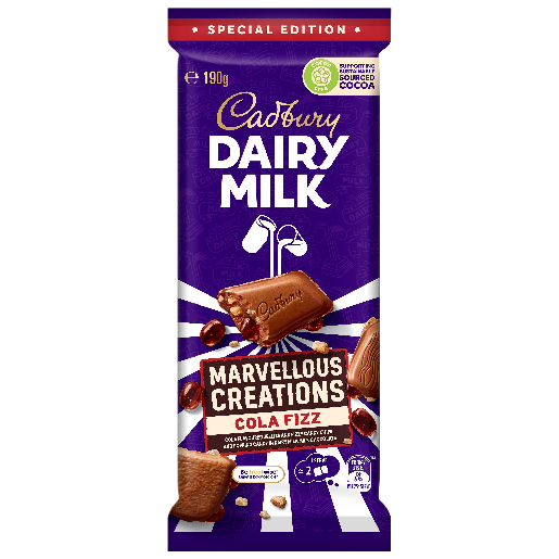 

Cadbury Dairy Milk Marvellous Creations Cola Fizz 190g AUSTRALIA